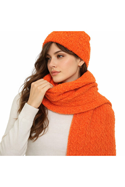 RTD&VLD RTD & VLD Women's Knitted Pattern Knitwear Scarf Beanie Set
