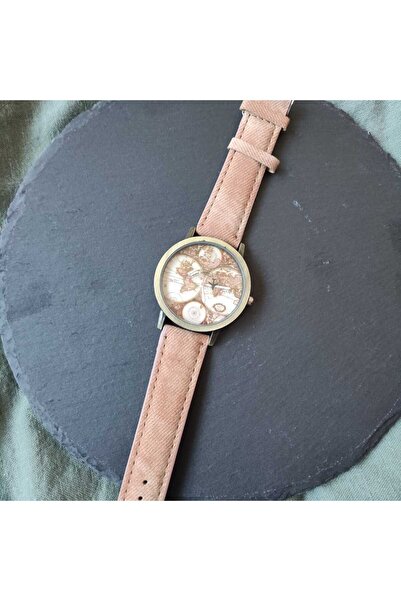 Skymag Ceas harta lumii model vintage, avionul se roteste, curea piele ecologica