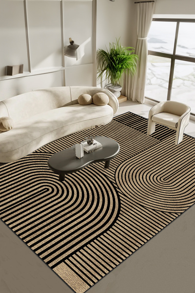 Decomia Home Digital Non-Slip Washable Nordic Jute Look Living Room Carpet Ki...