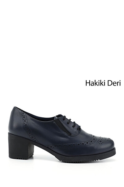GÖNDERİ(R) حذاء أكسفورد من الجلد الطبيعي للنساء/الفتيات باللون الأزرق الداكن ...