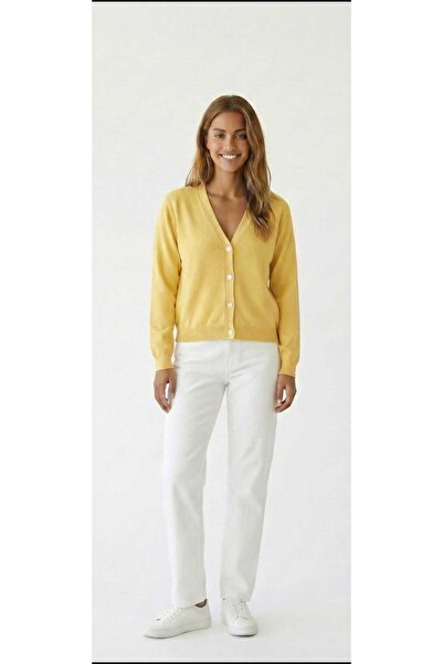 MELLY MORE Plain Yellow Cardigan
