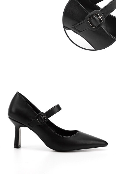 GÖNDERİ(R) Pantofi Mary Jane cu toc cu vârf ascuțit negru pentru femei