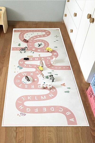 Decomia Home Dijital Kaymaz Yıkanabilir Yollu Harfli Sayılı Çocuk Oyun Halısı...