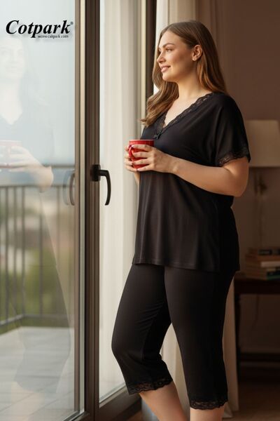 Cotpark طقم كابري بأكمام قصيرة مقاس كبير 14269