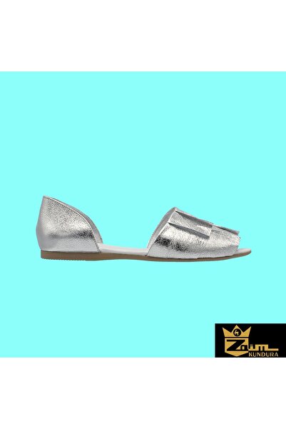Zaim Kundura Women's Silver Genuine Patent Leather Shoes 505320255-1