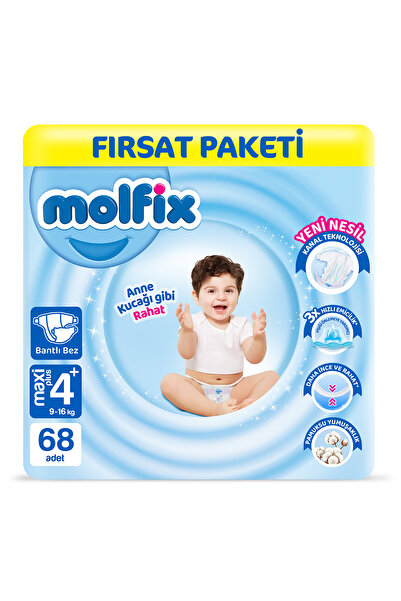 Molfix Bebek Bezi 4+ Beden Maxi Plus Fırsat Paketi 68 Adet