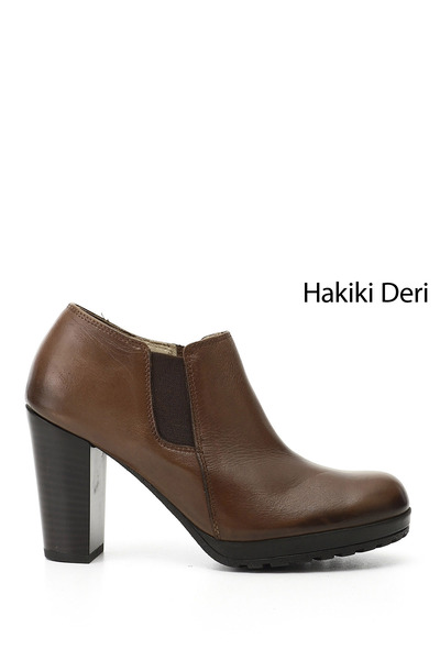 GÖNDERİ(R) Women's Mink Antique High Thick Heeled Genuine Leather Shoes