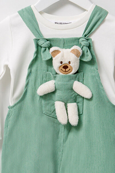 Pollito Unisex Boy Çizgi Fitilli Teddy Oyuncaklı 2'li Salopet
