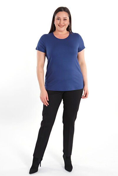 SERTUĞ Trend42plus Μπλούζα με λαιμόκοψη μεγάλου μεγέθους Basic Indigo