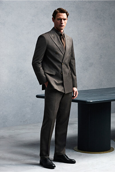 Abdullah Kiğılı 6 Drop Regular Fit Standard Cut Wool Double-Breasted Suit