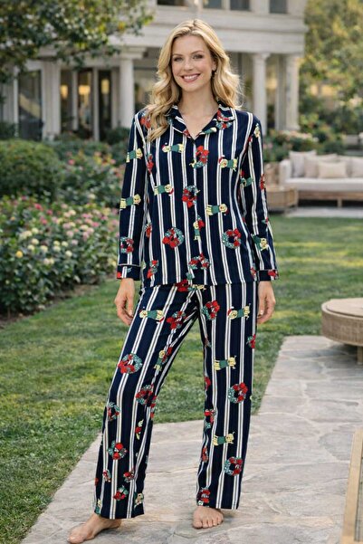 forte bella Patterned Top and Bottom Pajama Set
