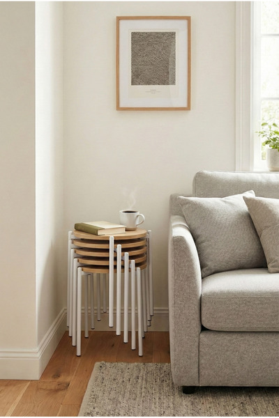 VİLİNZE Ay Metal Çok Amaçlı Zigon Tabure (5 Adet)