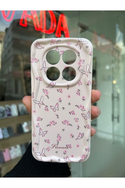 OVADA XIAOMI REDMI NOTE 14 PRO 4G Uyumlu Kamera Korumalı Dalga Kenarlı Flower...