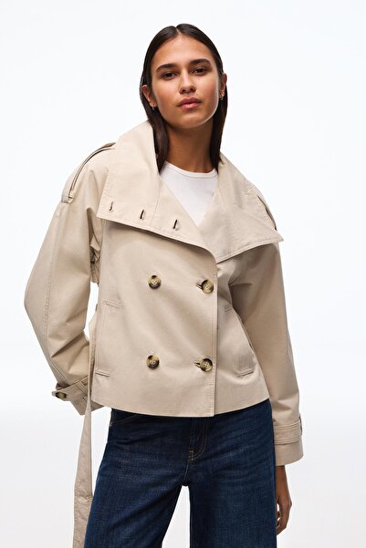 Bershka Huni yakalı trençkot ceket