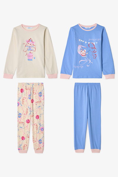 Penti Zweiteiliges Pyjama-Set für Mädchen aus Baumwolle mit Twist-Band-Muster...