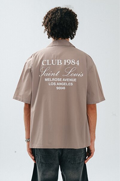 Super Rare Sand Beige Oversize Men's Shirt Us4287Bj