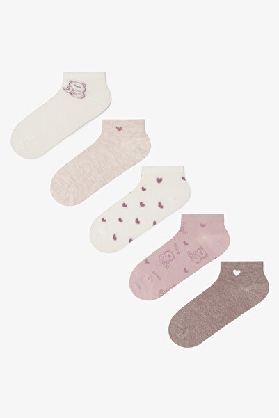 Penti 5 Pairs of Cotton Teddy Bear Patterned Booties Socks