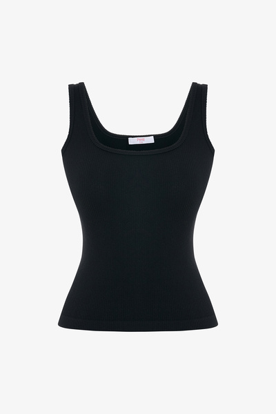 Penti Siyah Dikişsiz Kare Yaka Slim Fit Atlet