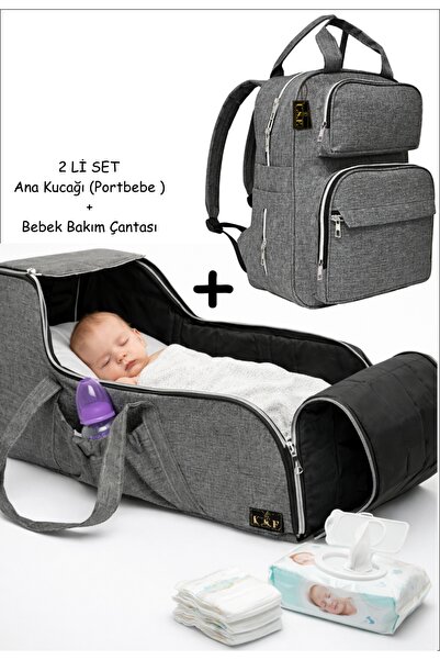 USF Ana Kucağı Puset Portbebe Bebek Taşıma + Anne Bebek Bakım Sırt Çantası