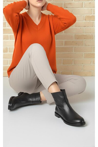 37Numara حذاء نسائي كبير الحجم بكعب منخفض من الجلد الطبيعي 41-42-43-44-أسود