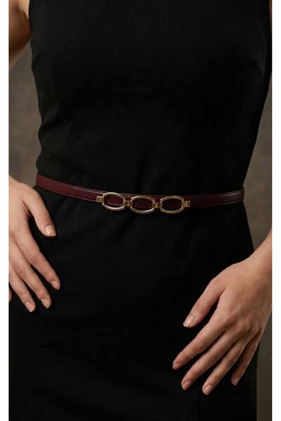 Fiori Thin Chain Buckle Basic Women's Pants Belt, Coat Belt, Dress Belt