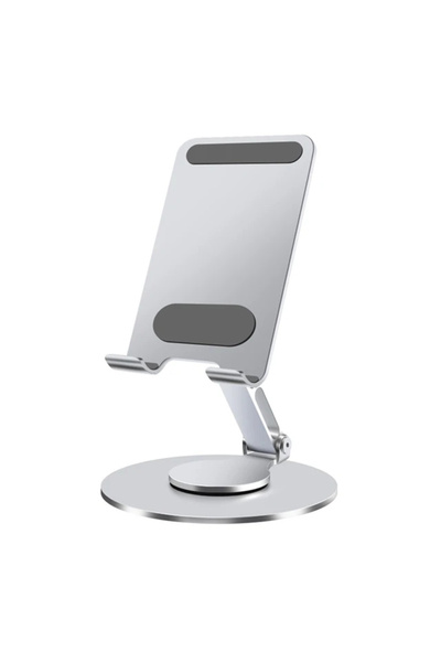Choice حامل هاتف فضي قابل للتعديل بزاوية دوران 360 درجة، مصنوع من المعدن، منا...