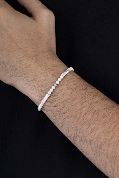 Gümüş Pazarım White Howlite Stone Natural Stone Men's Bracelet