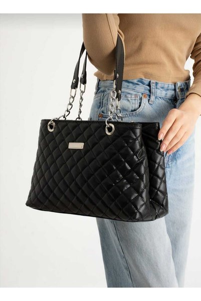 PLATSO Kelo New Season Quilted Thin Chain Strap Black Women's Shoulder Bag