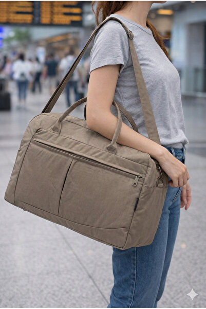 KAFF Büyük Boy Kahverengi Unisex Önü Cepli Ayarlanabilir Omuz Askılı  Seyahat...