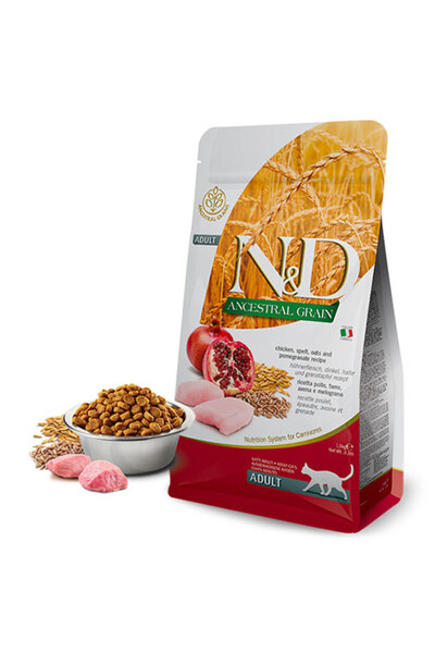 N&D Ancestral Grain Tavuklu Narlı Düşük Tahıllı Yetişkin Kedi Maması 5 Kg