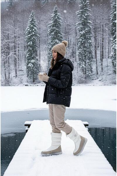 37Numara BÜYÜK NUMARA KADIN KAR BOTU42-43-44-45 BEJ PARLAK