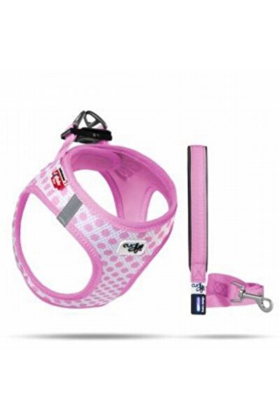 Curli Vest Air-Mesh Dog Chest Collar Pink Polka Dot 3XS