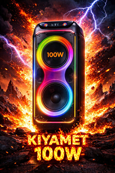Maybax CİO 100W Hoparlör Gitar Saz Girişli Çift Mikrofon Karaoke Parti Ses Sistemi 80 CM Dijital Ekran Bass