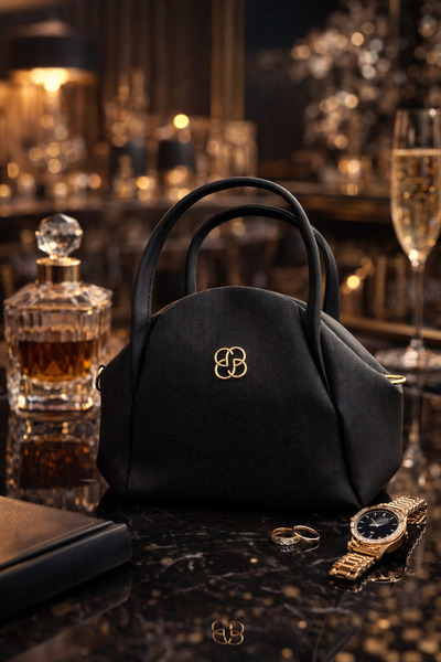 kosmiq joy Siyah Renk Mini El ve Omuz Çantası – Gold Detaylı Şık Kadın Çantası