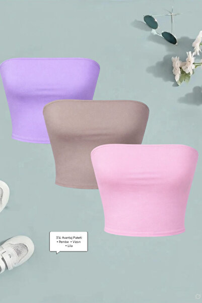 Olyssia Pachet de 2 pentru femei - Bustieră crop fără bretele, roșu și alb