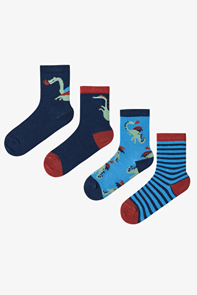 Penti 4-teilige Socken mit Drachen- und Dinosauriermuster für Jungen