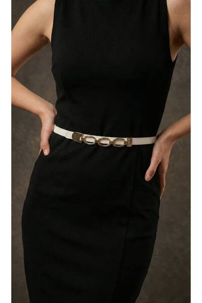 Fiori Thin Chain Buckle Basic Women's Pants Belt, Coat Belt, Dress Belt