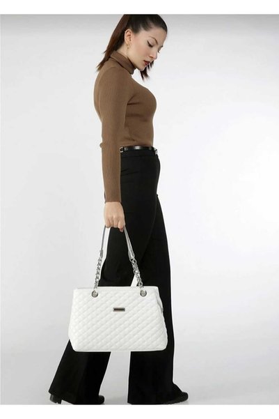 PLATSO Kleo New Season Quilted Thin Chain Strap White Color Women Shoulder Bag