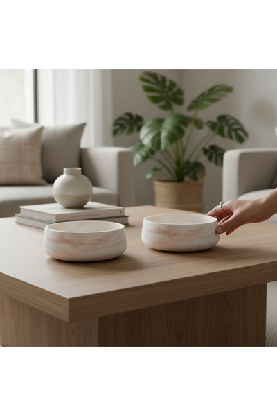 ODİ HOME 2 bucăți bol din piatră cu model de marmură bol multifuncțional din ...