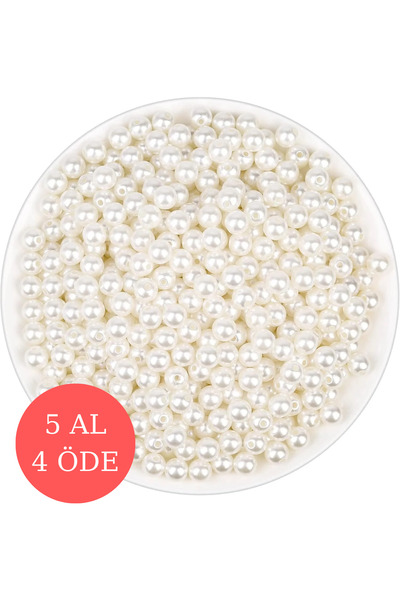 CSG BAZAAR 8 Mm İnci boncuk 100 Gram - Krem - Çanta ve takı yapımı için