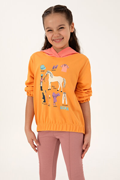 U.S. Polo Assn. Kız Çocuk Turuncu Kapüşonlu Sweatshirt 50317906-VR244