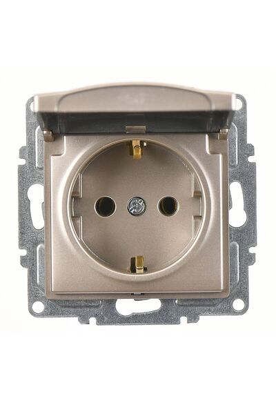 Günsan Visage Metallic Beige Covered Grounded Socket Mechanism