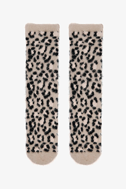 Penti Hellbeige Hausschuhe mit Leopardenmuster