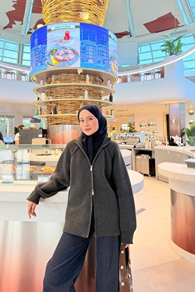 Hazamoda Roma Zippered Cardigan Smoked