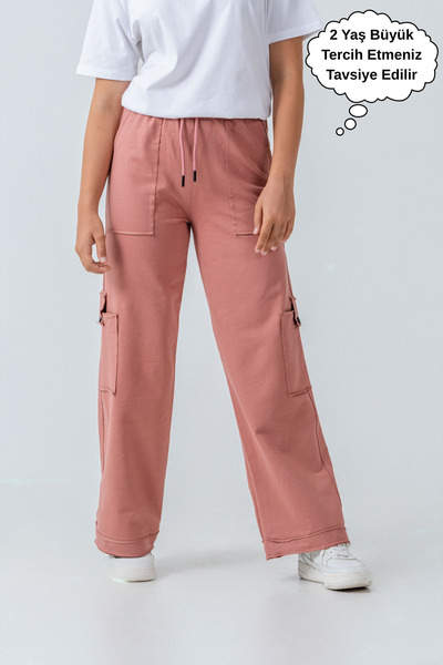 ASYAKİDS CLUB Pantaloni de sport din bumbac pieptănat cu picioare largi pentr...