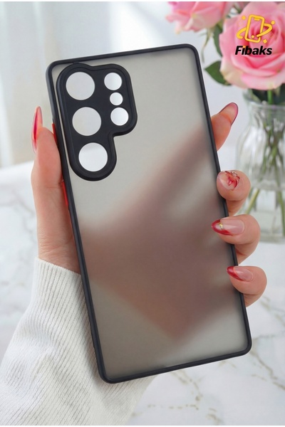Fibaks Samsung Galaxy S22 Ultra Kılıf Kamera Korumalı Renkli Tuşlu Mat Siyah ...