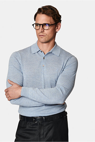 Abdullah Kiğılı Pulover din lână cu broderie, cu guler polo, cu nasturi, cu c...