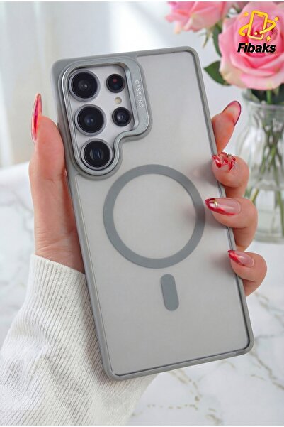 Fibaks Samsung Galaxy S24 Ultra Standlı Mat Magsafe Metal Tuşlu Kamera Lens H...