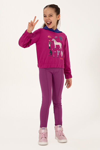 U.S. Polo Assn. سويت شيرت بناتي فوشيا بغطاء رأس 50317906-VR023