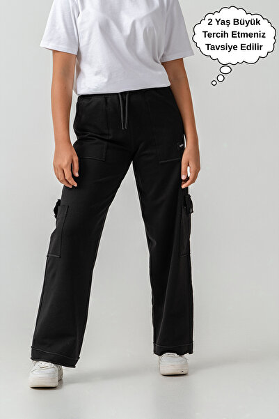 ASYAKİDS CLUB Pantaloni de sport din bumbac pieptănat cu picioare largi pentr...